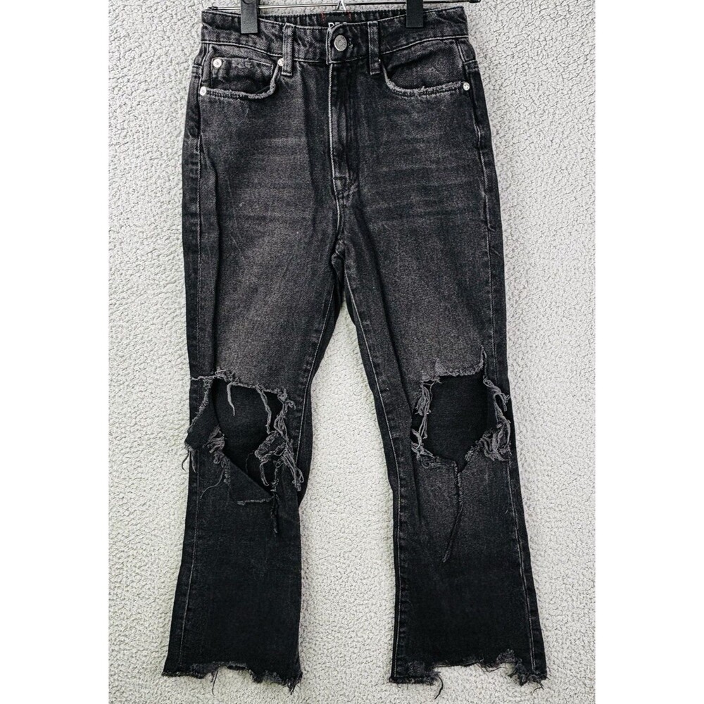 BDG Urban Outfitter Jean Womens 24 Black Distressed Hobo Raw Hem